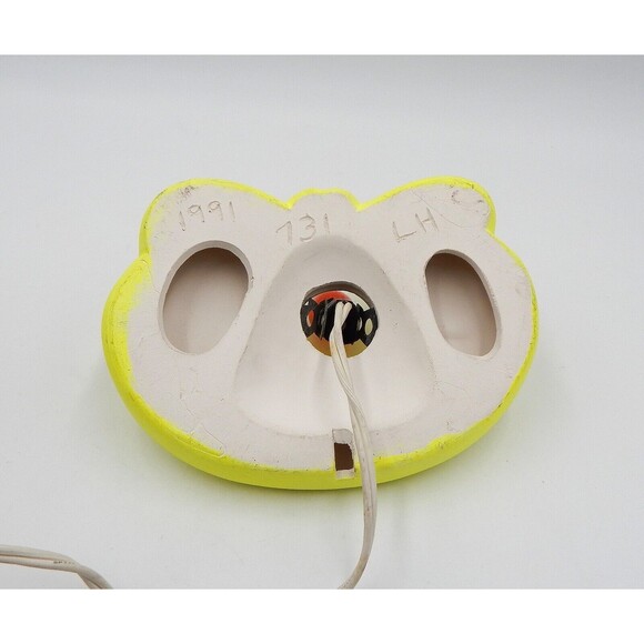 Hand Painted Ceramic Mold Grinning Cat Head Bowtie Lamp 2 PC Table Light - Picture 9 of 11